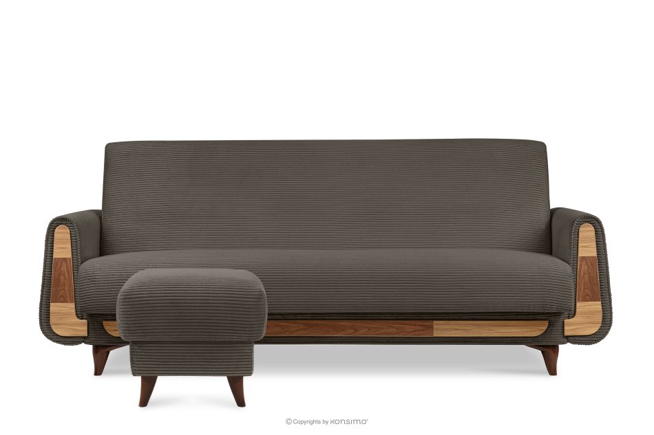 GUSTAVO II Fußhocker für das Wohnzimmer mit Stauraum Kordstoff graubeige graubeige - Foto 5