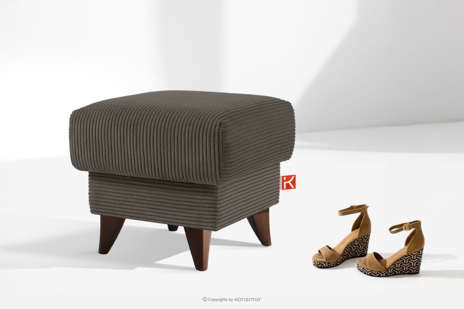 GUSTAVO II Fußhocker für das Wohnzimmer mit Stauraum Kordstoff graubeige graubeige - Foto 6