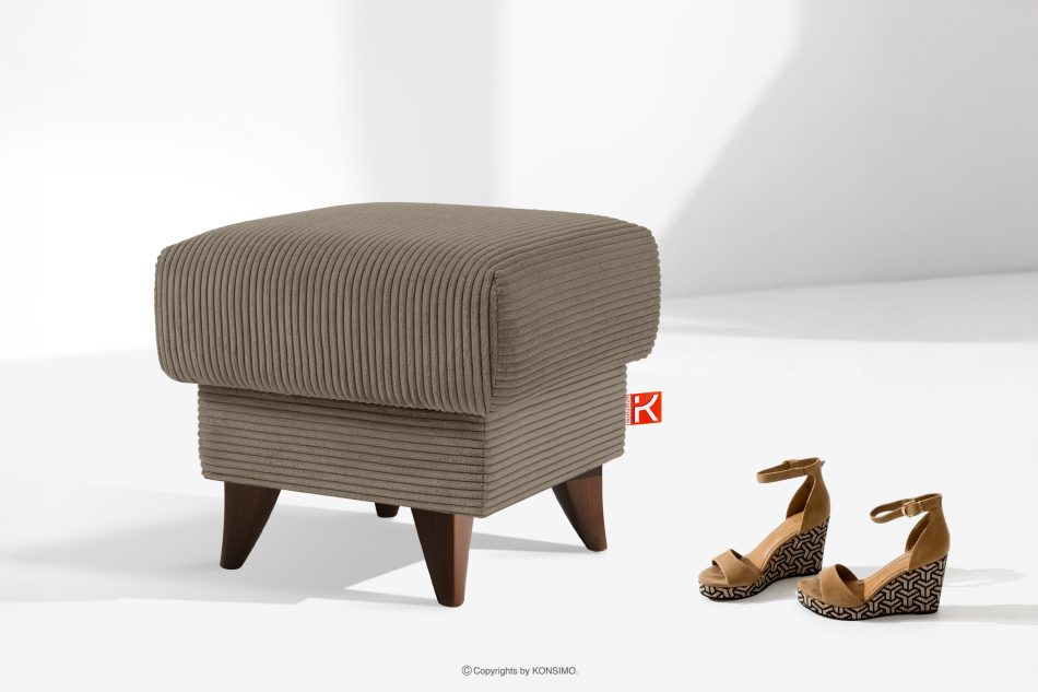 GUSTAVO II Fußhocker für das Wohnzimmer mit Stauraum Kordstoff beige beige - Foto 1