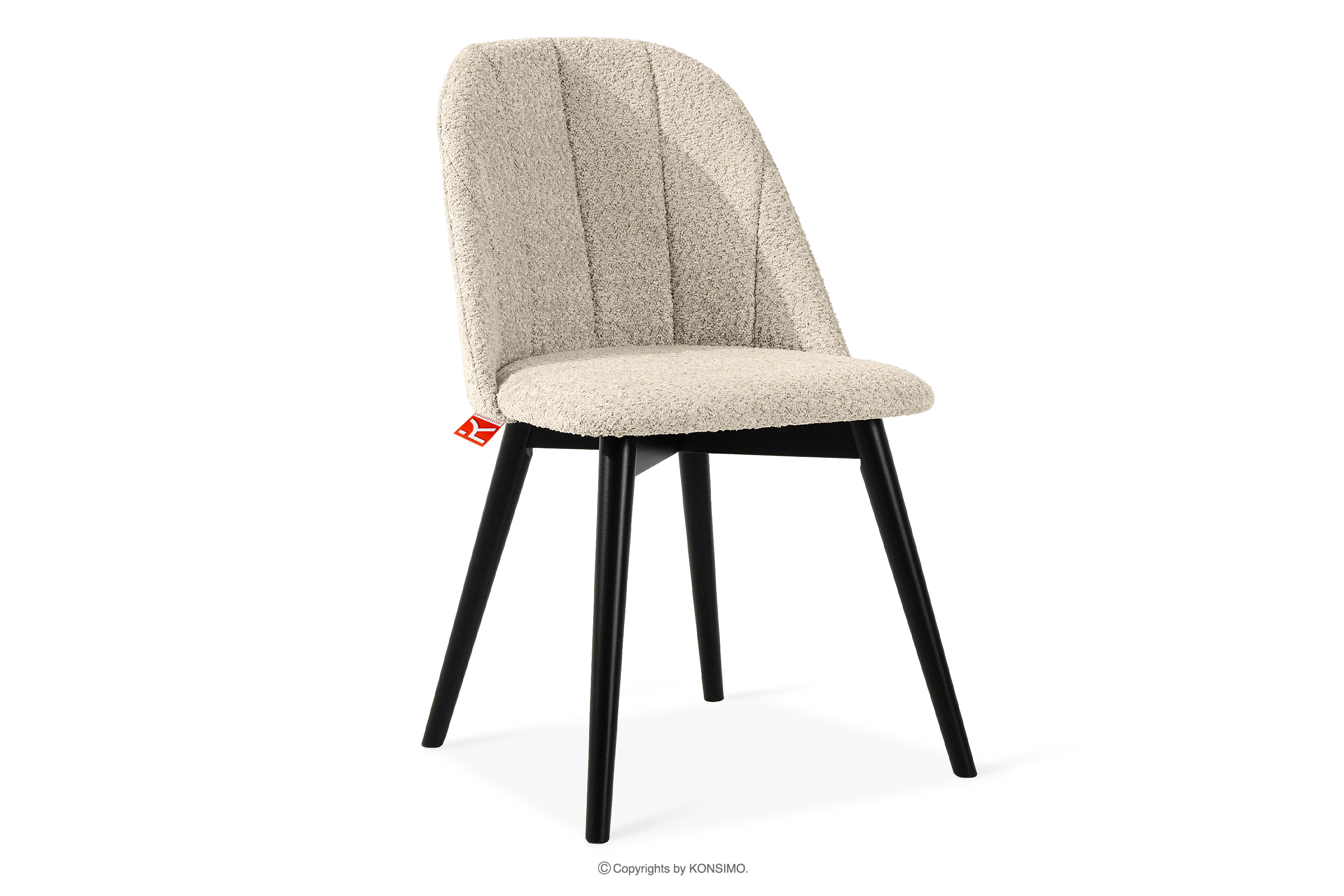 Polsterstuhl boucle hellbeige/schwarz