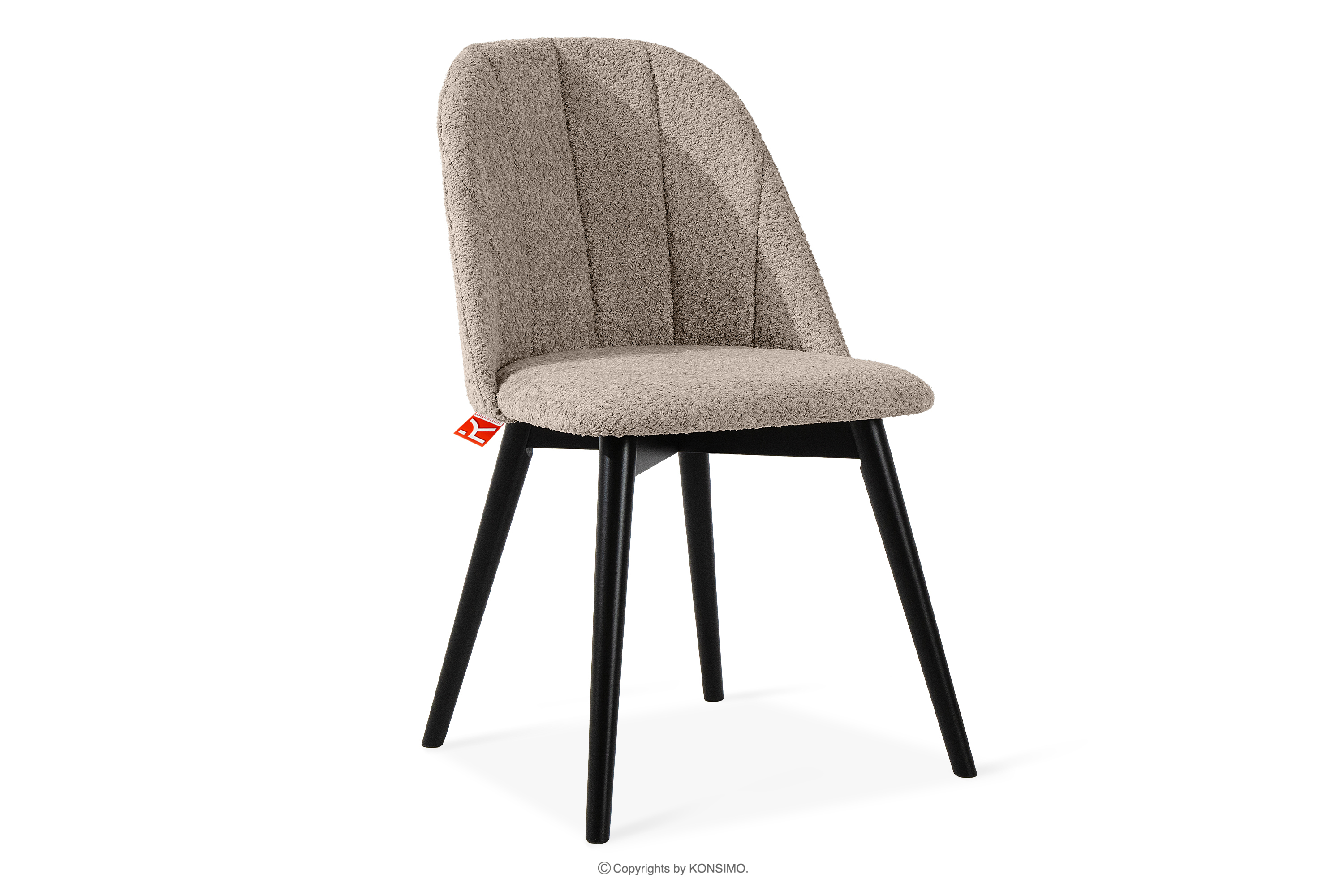 Polsterstuhl boucle dunkelbeige/schwarz