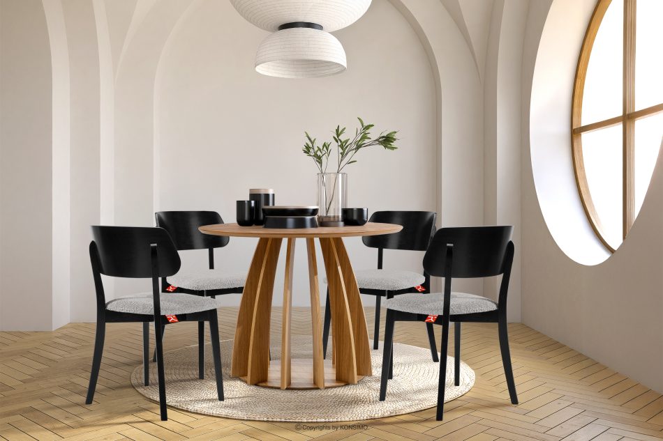 VINIS Moderner Holzstuhl mit Bouclestoff Stahl/Schwarz Stahl/Schwarz - Foto 9