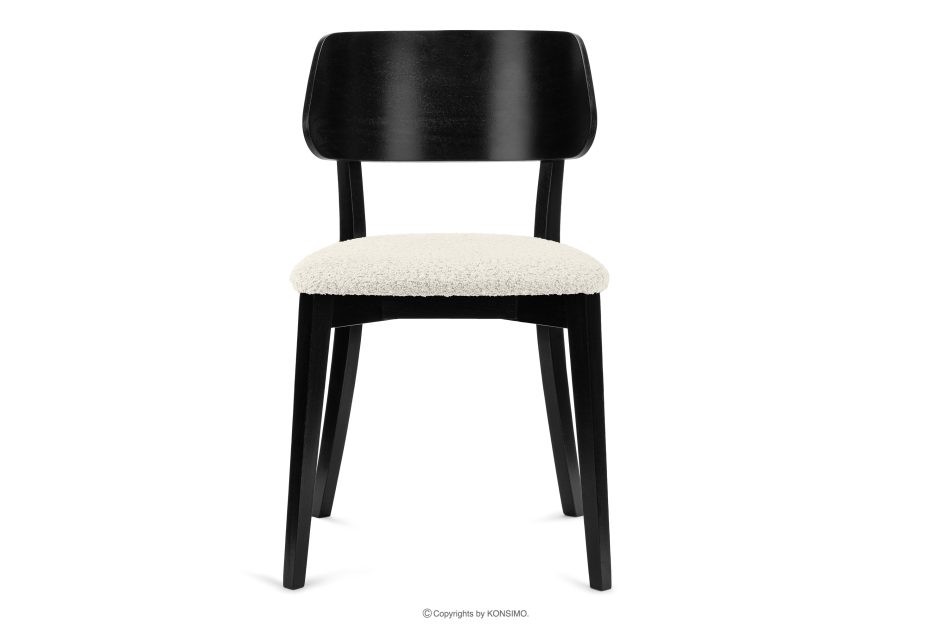 VINIS Moderner Holzstuhl mit Bouclestoff weiß/schwarz weiß/schwarz - Foto 2
