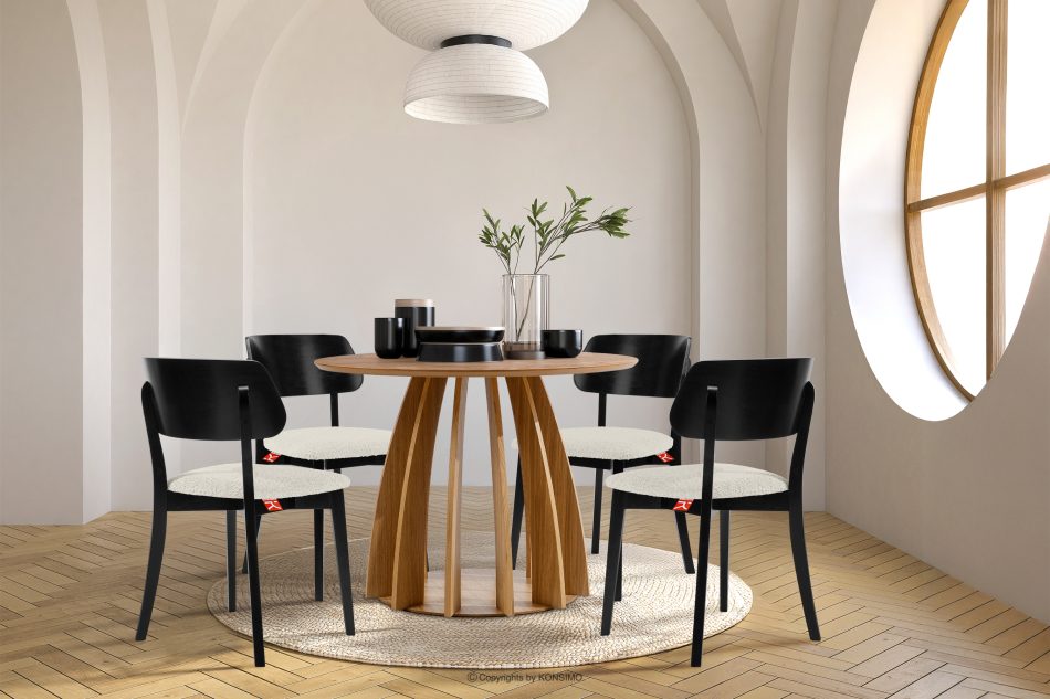 VINIS Moderner Holzstuhl mit Bouclestoff weiß/schwarz weiß/schwarz - Foto 9