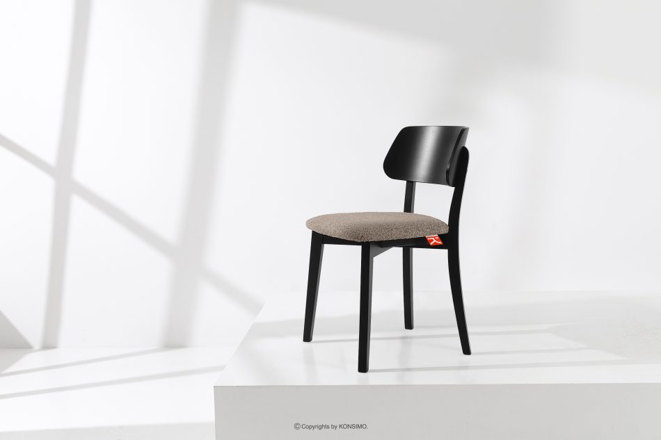 VINIS Moderner Holzstuhl mit Bouclestoff dunkelbeige/schwarz dunkelbeige/schwarz - Foto 1