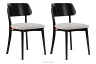Moderner Holzstuhl mit Bouclestoff Stahl/Schwarz 2 tlg.