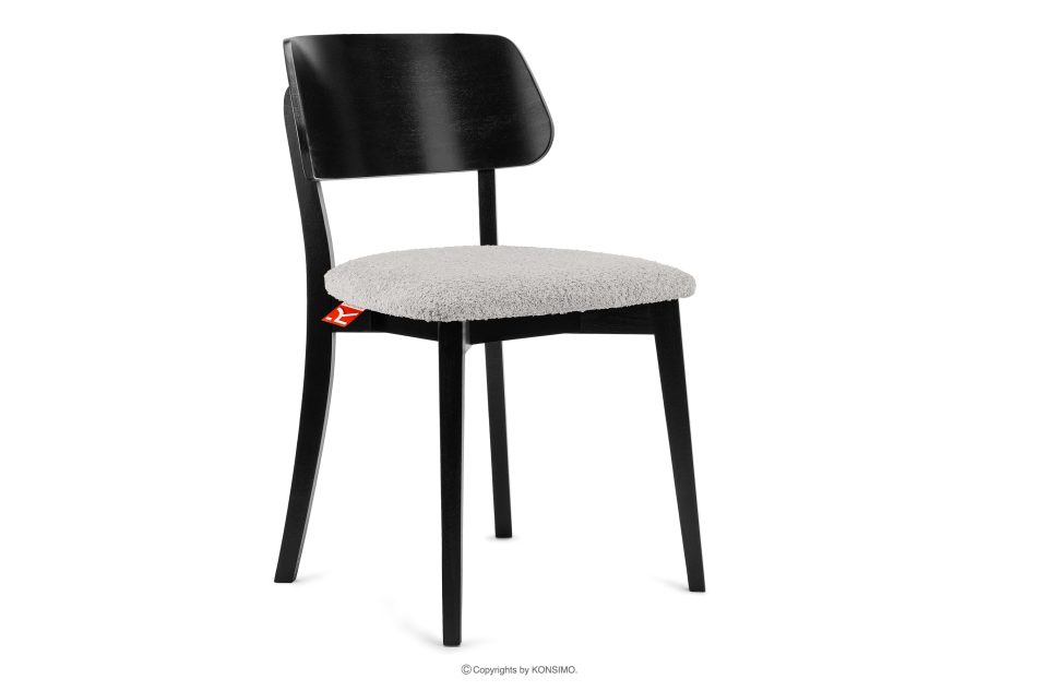VINIS Moderner Holzstuhl mit Bouclestoff Stahl/Schwarz 2 tlg. Stahl/Schwarz - Foto 2