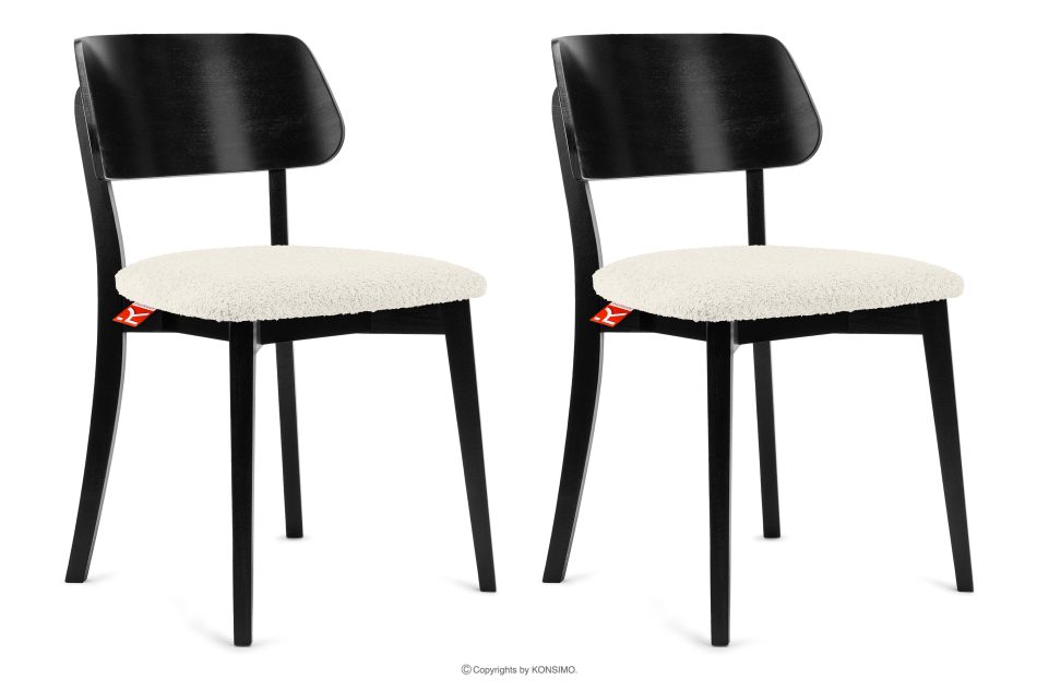 VINIS Moderner Holzstuhl mit Bouclestoff weiß/schwarz 2 tlg. weiß/schwarz - Foto 0