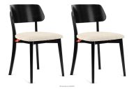 Moderner Holzstuhl in Bouclestoff hellbeige/schwarz 2 tlg.