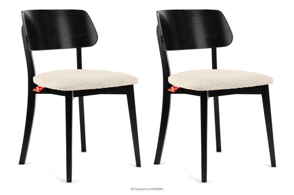 VINIS Moderner Holzstuhl in Bouclestoff hellbeige/schwarz 2 tlg. hellbeige/schwarz - Foto 0