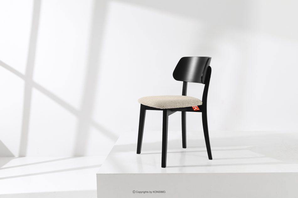 VINIS Moderner Holzstuhl in Bouclestoff hellbeige/schwarz 2 tlg. hellbeige/schwarz - Foto 1