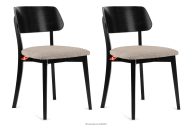 Moderner Holzstuhl mit Bouclestoff dunkelbeige/schwarz 2 tlg.