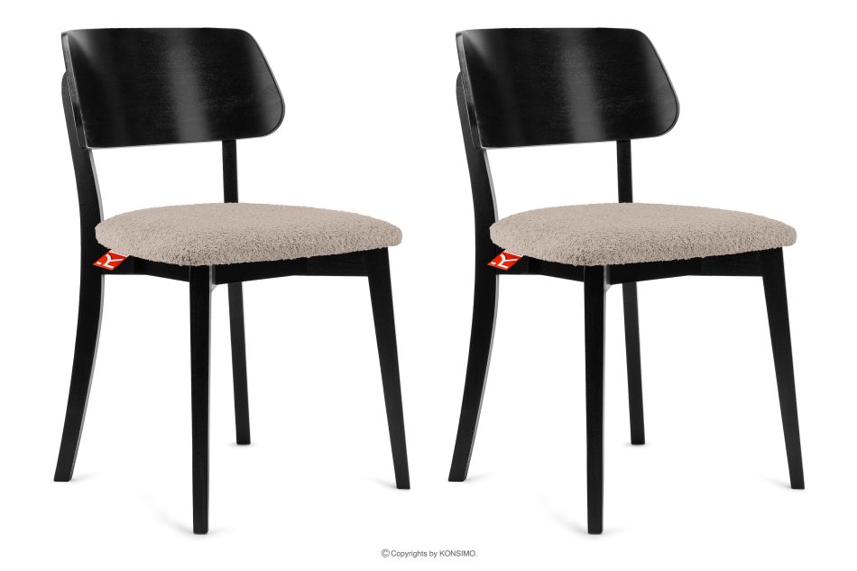 VINIS Moderner Holzstuhl mit Bouclestoff dunkelbeige/schwarz 2 tlg. dunkelbeige/schwarz - Foto 0