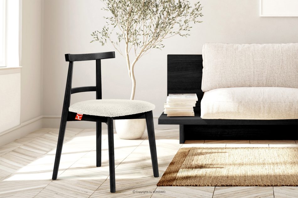 LILIO Vintage-Boucle-Stuhl weiß/schwarz weiß/schwarz - Foto 8