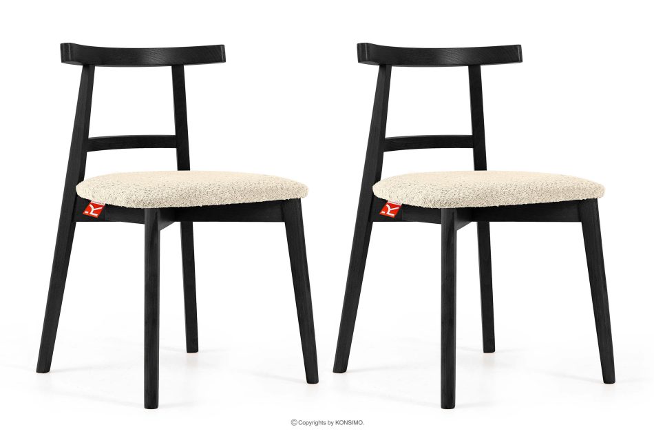 LILIO Vintage Stuhl Boucle hellbeige/schwarz 2 tlg. hellbeige/schwarz - Foto 0