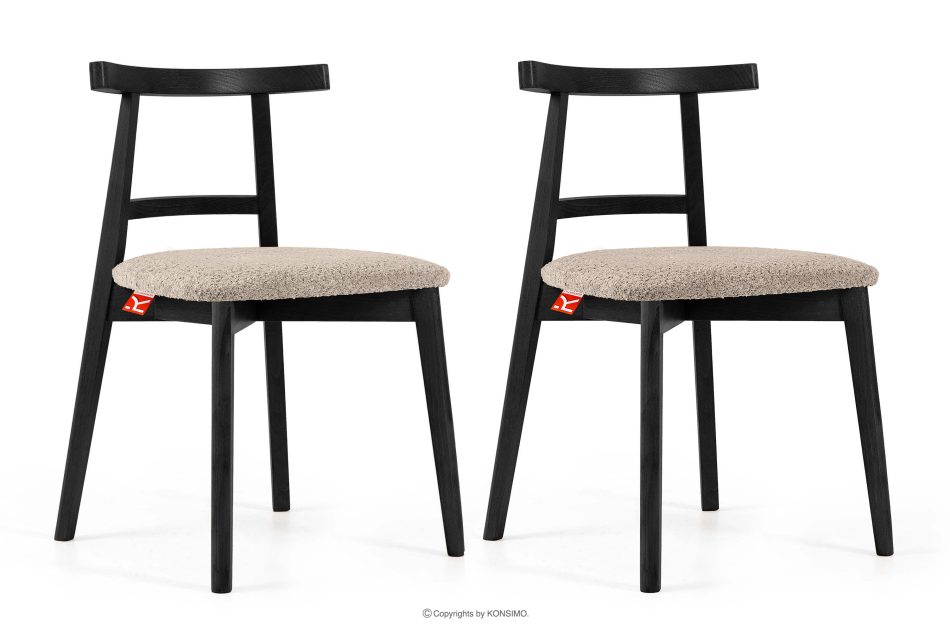 LILIO Vintage Boucle Stuhl dunkelbeige/schwarz 2 tlg. dunkelbeige/schwarz - Foto 0