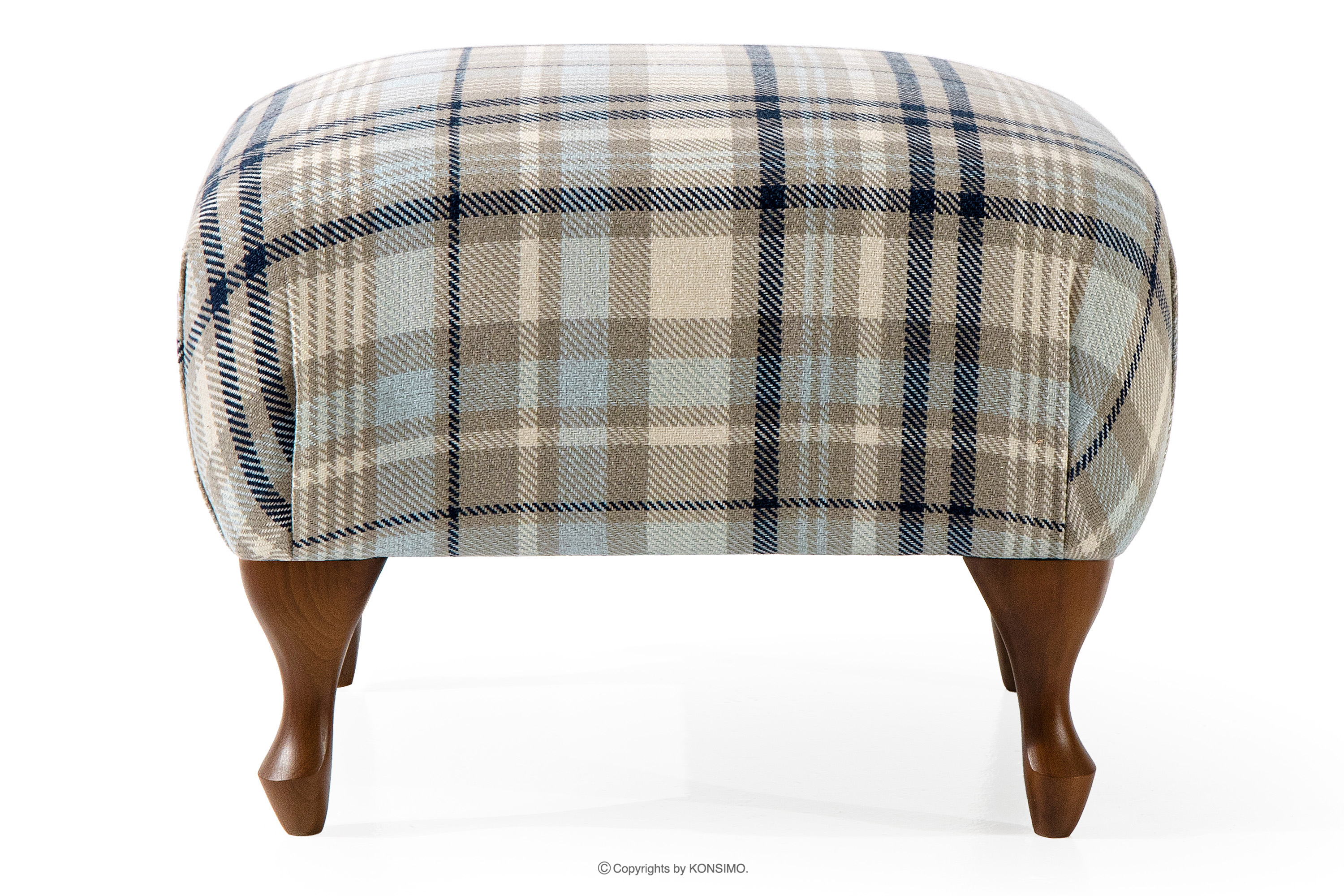 Klassischer Wohnzimmersofa beige/blau geflochtener Stoff