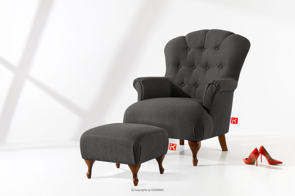 TOMIS Sessel und Pouffe Classic anthrazit Webstoff anthrazit - Foto 1