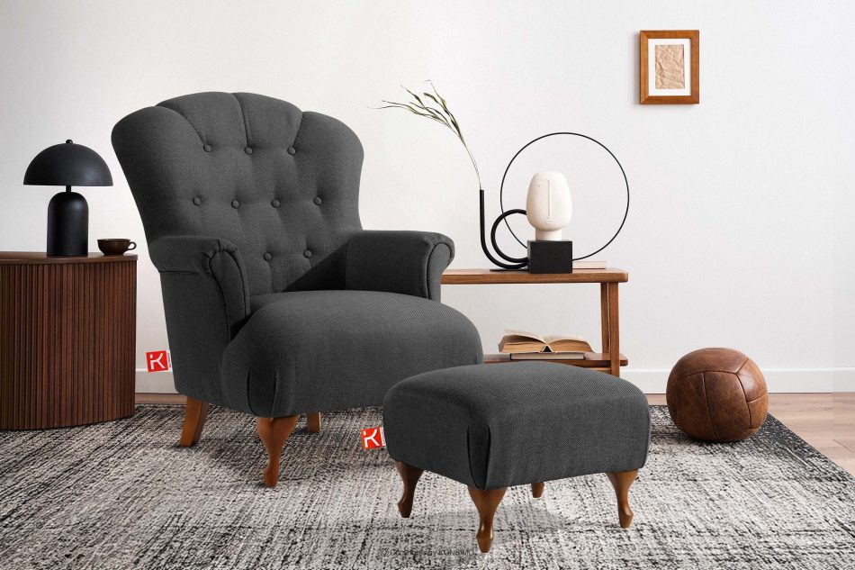 TOMIS Sessel und Pouffe Classic anthrazit Webstoff anthrazit - Foto 12