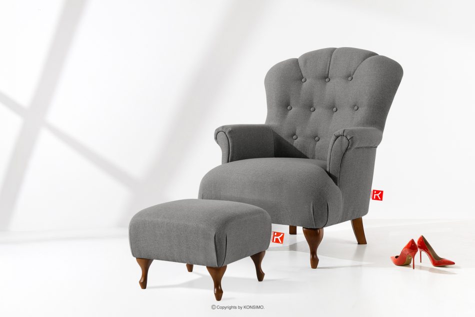 TOMIS Sessel und Pouffe Classic aschgrau Webstoff aschgrau - Foto 1