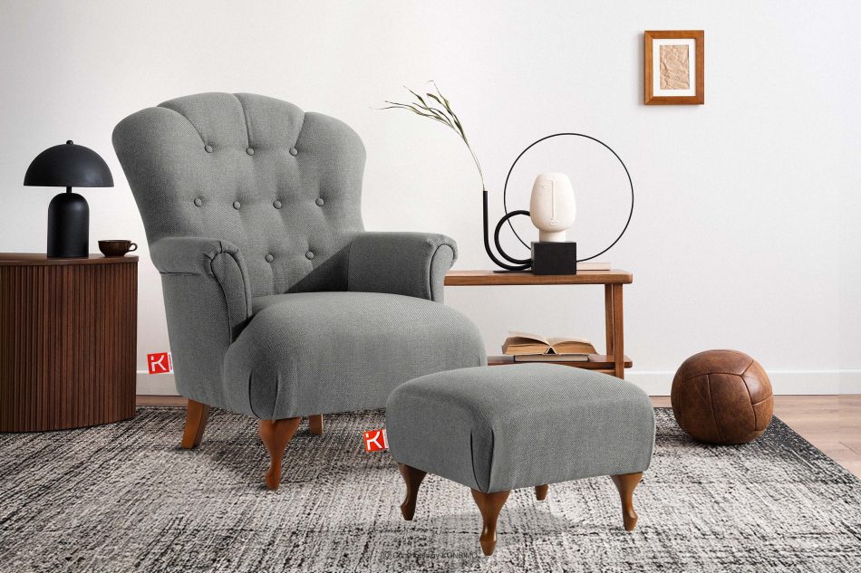 TOMIS Sessel und Pouffe Classic aschgrau Webstoff aschgrau - Foto 12