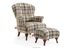 TOMIS, https://konsimo.de/kollektion/tomis/ Sessel- und Pouffe-Set braun/beige Webstoff braun/beige - Foto