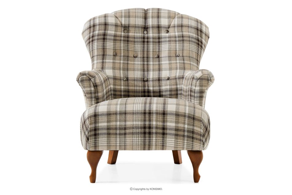 TOMIS Sessel- und Pouffe-Set braun/beige Webstoff braun/beige - Foto 2