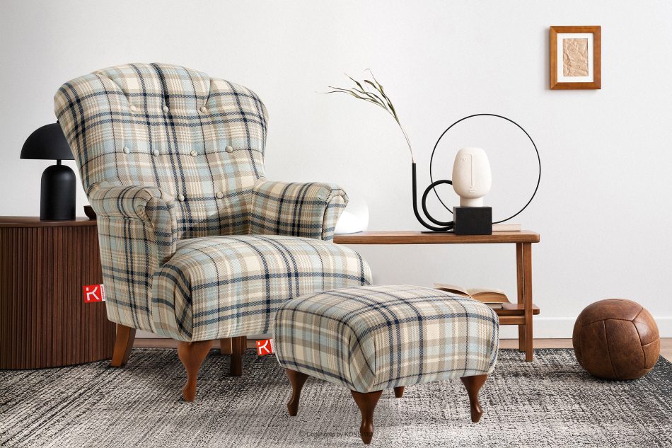 TOMIS Sessel- und Sofagarnitur beige/blau Webstoff beige/blau - Foto 12