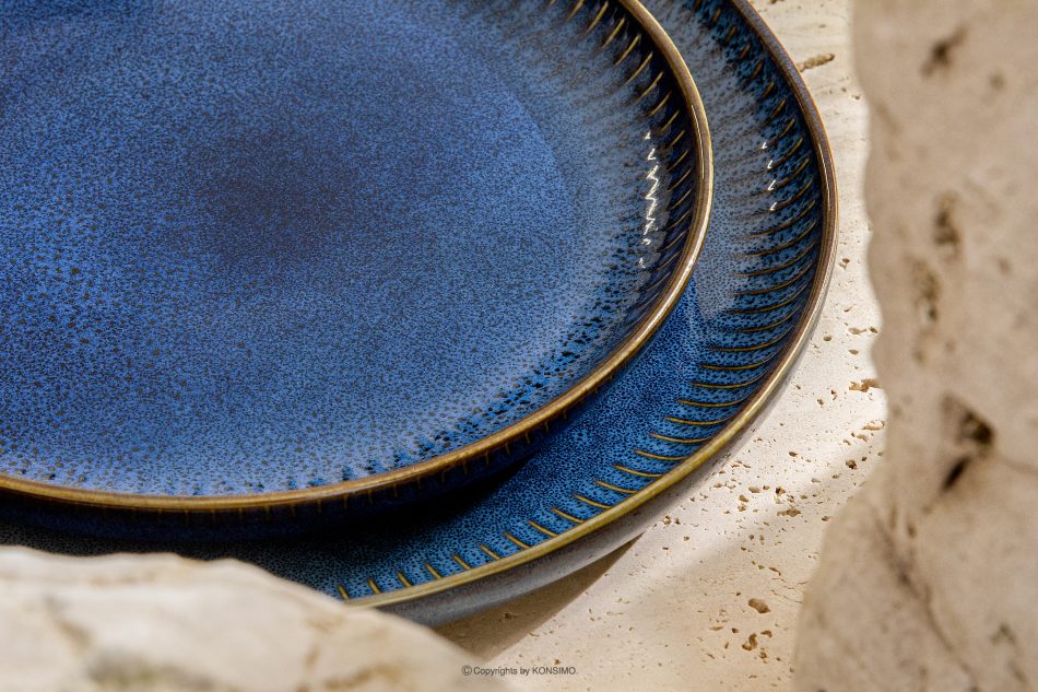 AD STRIPES Dessertteller porzellan reaktiv dunkelblau marineblau - Foto 7
