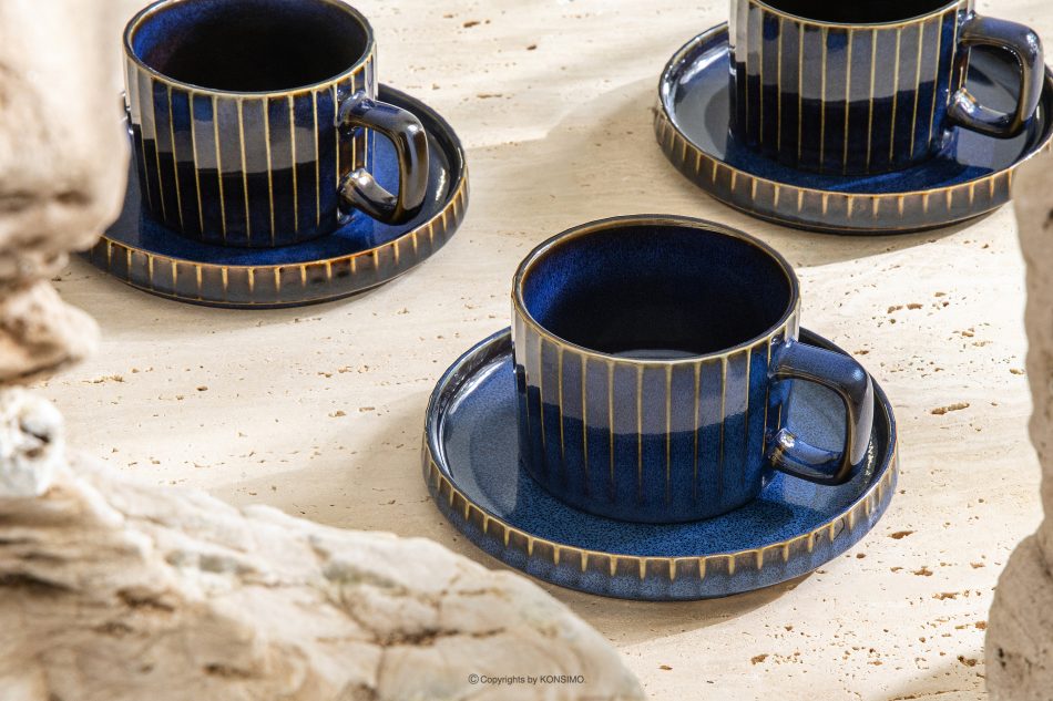 AD STRIPES Kaffeetasse aus reaktivem Porzellan dunkelblau marineblau - Foto 6