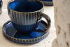 AD STRIPES Große Kaffeetasse aus reaktivem Porzellan dunkelblau marineblau - Foto 7
