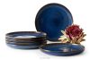 AD STRIPES Dessertteller 6 tlg. aus reaktivem Porzellan dunkelblau marineblau - Foto 1