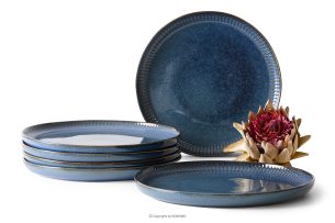 AD STRIPES, https://konsimo.de/kollektion/ad-stripes/ Speiseteller 6 tlg. aus Porzellan reaktiv dunkelblau marineblau - Foto