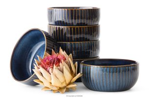 AD STRIPES, https://konsimo.de/kollektion/ad-stripes/ Schale 6 tlg. aus reaktivem Porzellan dunkelblau marineblau - Foto