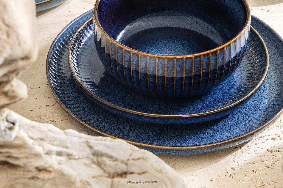 AD STRIPES Schale 6 tlg. aus reaktivem Porzellan dunkelblau marineblau - Foto 9
