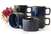 AD STRIPES Kaffeetasse 6 tlg. aus reaktivem Porzellan dunkelblau marineblau - Foto 1