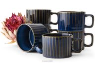 Kaffeetasse 6 tlg. aus reaktivem Porzellan dunkelblau