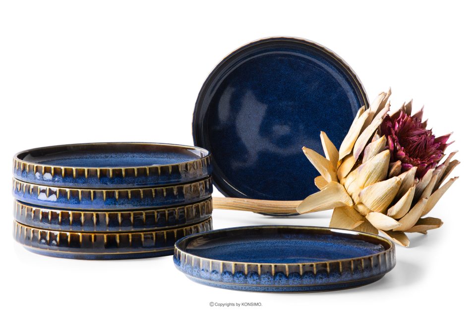AD STRIPES Untertasse Kaffeetasse 6 tlg. aus reaktivem Porzellan marineblau marineblau - Foto 0