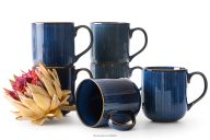 Becher 6 tlg. reaktives Porzellan dunkelblau