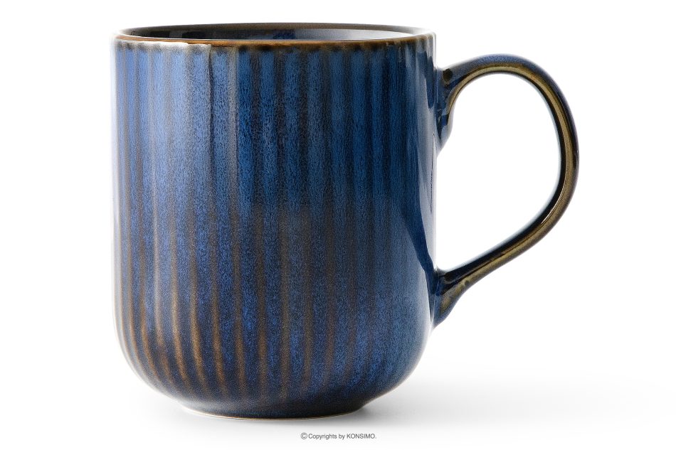 AD STRIPES Becher 6 tlg. reaktives Porzellan dunkelblau marineblau - Foto 2