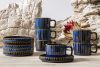 AD STRIPES Kaffeeset 6 Personen (12 tlg.) aus reaktivem Porzellan dunkelblau marineblau - Foto 2