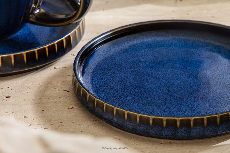 AD STRIPES Kaffeeset 6 Personen (12 tlg.) aus reaktivem Porzellan dunkelblau marineblau - Foto 12
