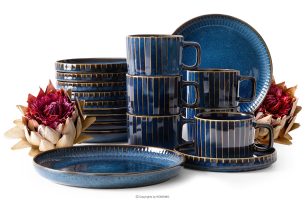 AD STRIPES, https://konsimo.de/kollektion/ad-stripes/ Kaffeeservice 6 Personen (18 tlg.) aus reaktivem Porzellan dunkelblau marineblau - Foto