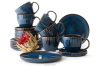 AD STRIPES Kaffeeservice Cappuccino 6 Personen (18 tlg.) aus reaktivem Porzellan dunkelblau marineblau - Foto 1