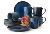 AD STRIPES Teeservice 6 Personen (12 Stück) aus reaktivem Porzellan dunkelblau marineblau - Foto 1