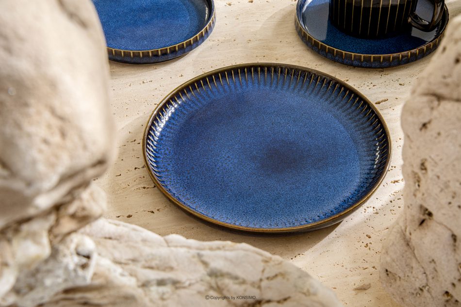 AD STRIPES Teeservice 6 Personen (12 Stück) aus reaktivem Porzellan dunkelblau marineblau - Foto 11