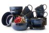 AD STRIPES Frühstücksset 6 Personen (18 tlg.) aus reaktivem Porzellan dunkelblau marineblau - Foto 1