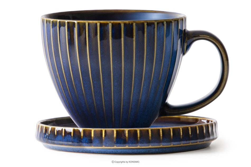 AD STRIPES Frühstücksset 6 Personen (18 tlg.) aus reaktivem Porzellan dunkelblau marineblau - Foto 5