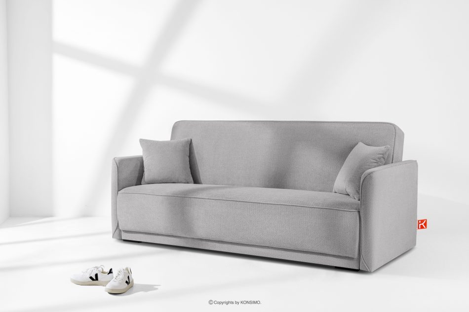 LIRIS Schlafsofa ausziehbar aus Chenille-Stoff grau grau - Foto 1