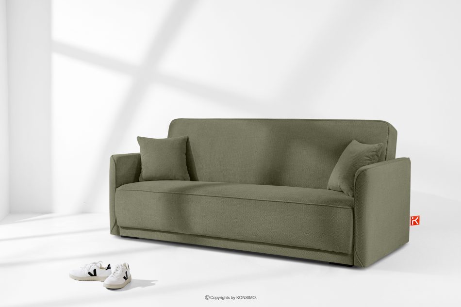 LIRIS Schlafsofa mit Chenille-Stoff oliv oliv - Foto 1